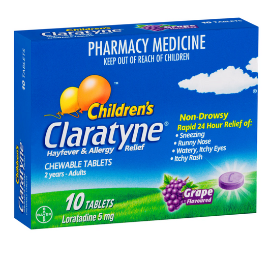 claratyne childrens chewable grape 10