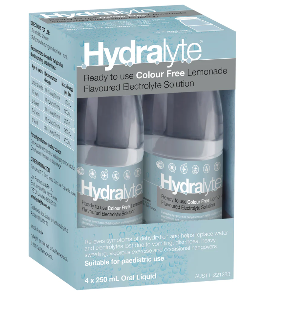 Hydralyte Lemon Flavoured Electrolyte Solution 4 x 250ml