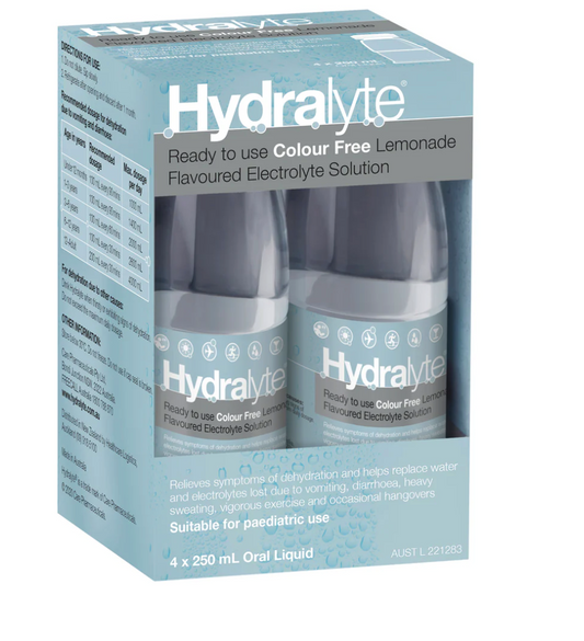 Hydralyte Lemon Flavoured Electrolyte Solution 4 x 250ml