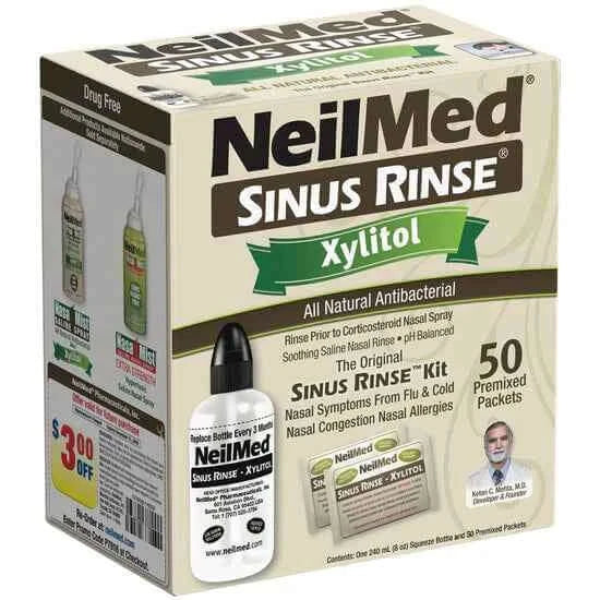 Neil Med Sinus Rinse Xylitol Kit 50ct congestion of the Sinus,Daily Nasal Hygiene,Dryness,google,Moisturization,Nasal Allergies,Nasal Irritation,Nasal Stuffiness,Post-Nasal Drip,Saline Nasal Irrigation,sinus,sinus cleanse,Sinus Congestion,sinus pain,Sinus