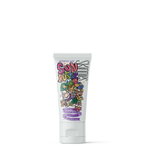 Sun Busters sunscreen tube with colorful design on a white background