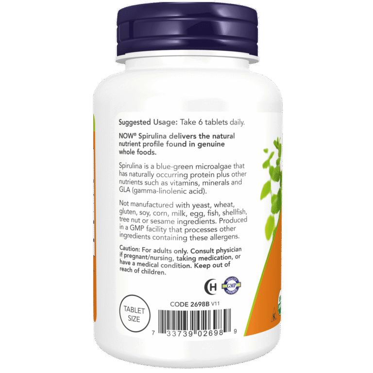 Now Spirulina (Certified Organic), 500mg boost energy production,cardiovascular health,Cellular Energy Production,Chlorophyll,cholesterol,cholesterol levels,detox,detox heavy metals,Detoxification,Detoxification Digestion,Detoxifying,energy production,Flu