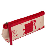 Tender Love + Carry Assorted Red Bow Case - angled view showing zip closure and wrist strap