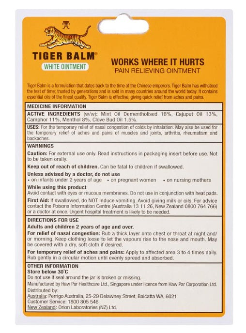 Tiger Balm Analgesic White Mild Ointment 18g