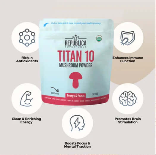 Titan 10 Mushroom Blend Powder 85 Servings coffee,Multi vitamins,multivitamins,Mushroom Coffee,Rich in vitamins and minerals,vitamins,Vitamins & Supplements,vitamins and minerals,Vitamins and Supplements,vitamins minerals