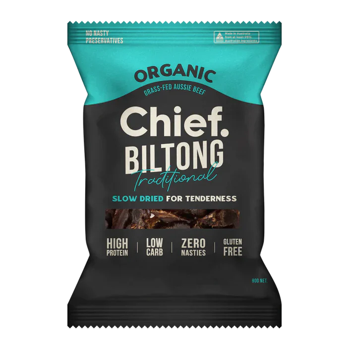 Chief Organic Grass-fed Biltong 90g (Min Order 6 Units)