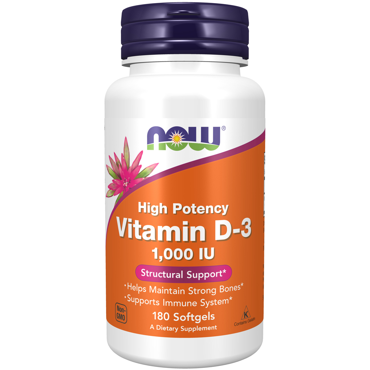 Now High Potency Vitamin D3 1000IU 180 Softgels