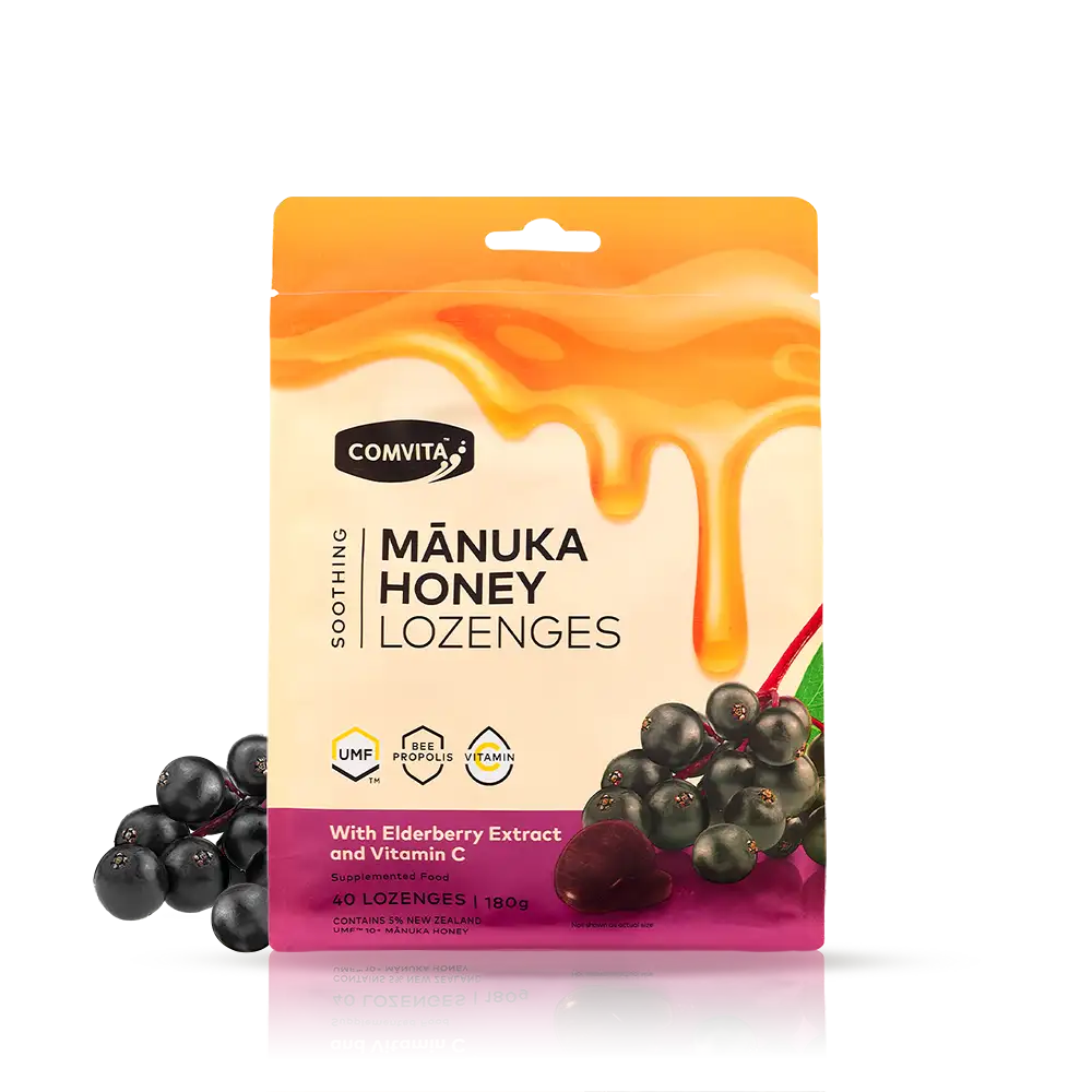 Comvita Manuka Honey Lozenges with Propolis Elderberry and Vitamin C 40 count