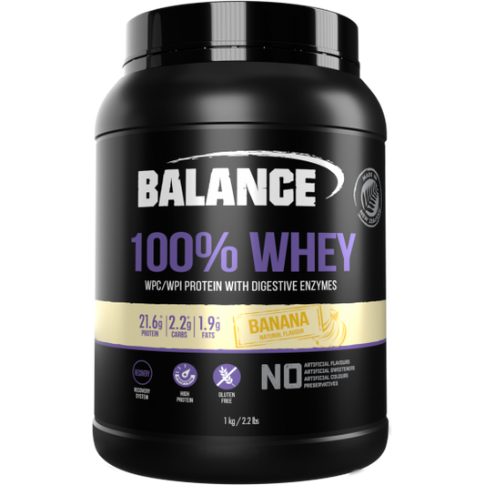 Balance 100 Whey Natural Banana 1kg Pure Protein Powder (Flavors : Banana Flavor/Chocolate/Cookie/Strawberry/Vanilla)