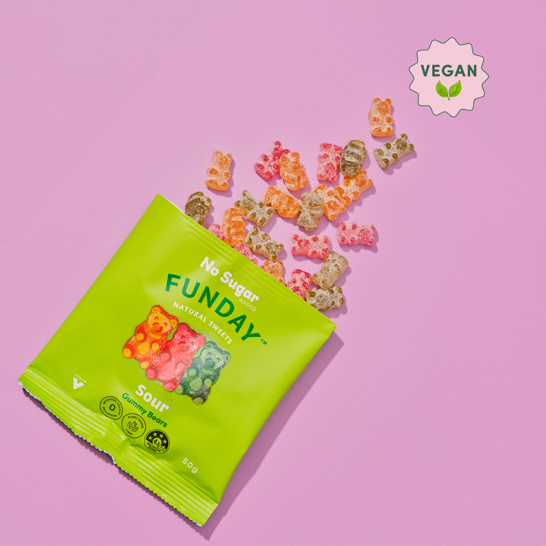 Funday Natural Sweets Sour Vegan Gummy Bears 50g Vegan Certified