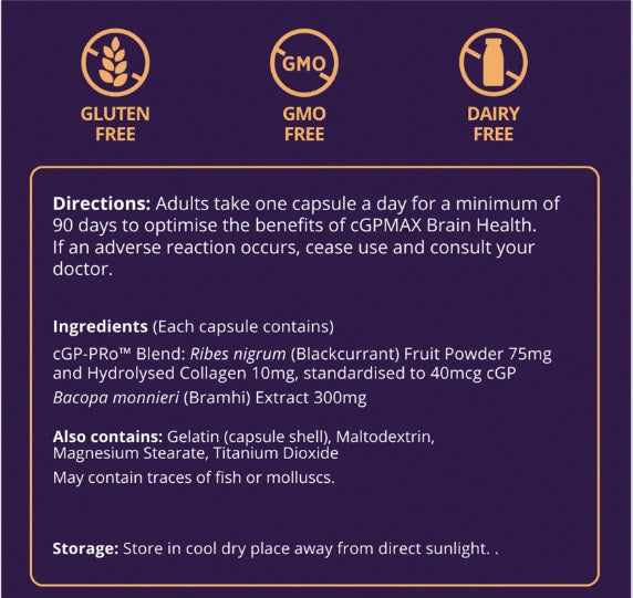 cGPMAX Brain Health 30's (3x bottles in a branded box) Brain Health,Brain Health supplement,healthy brain function,Improved Focus and Concentration,influencing memory,issues,Memory Enhancement,mental clarity,supplement