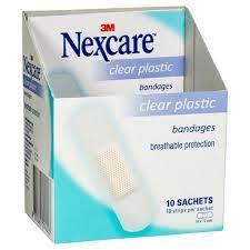 Nexcare Plastic Strips Clear 10 sachets bandages,issues,nexcare,plastic clear strips