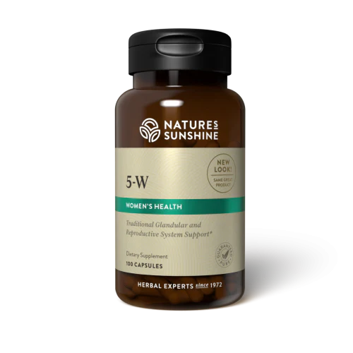Natures Sunshine 5-W 5-W Hydroxytryptophan,Black cohosh root,Female reproductive blend,Herbal Mood Enhancer,issues,Natural plant minerals,Natures Sunshine 5-W,Squawvine whole plant,Tones and strengthens the uterus,Traditional women’s health supplement: