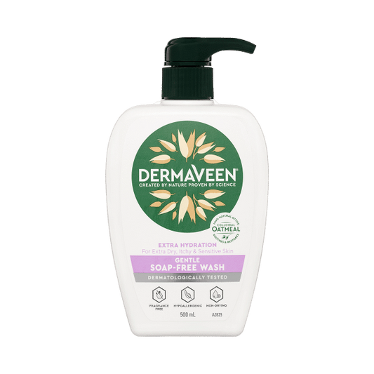 DermaVeen Extra Hydration Gentle Soap Free Wash 500ml - DominionRoadPharmacy