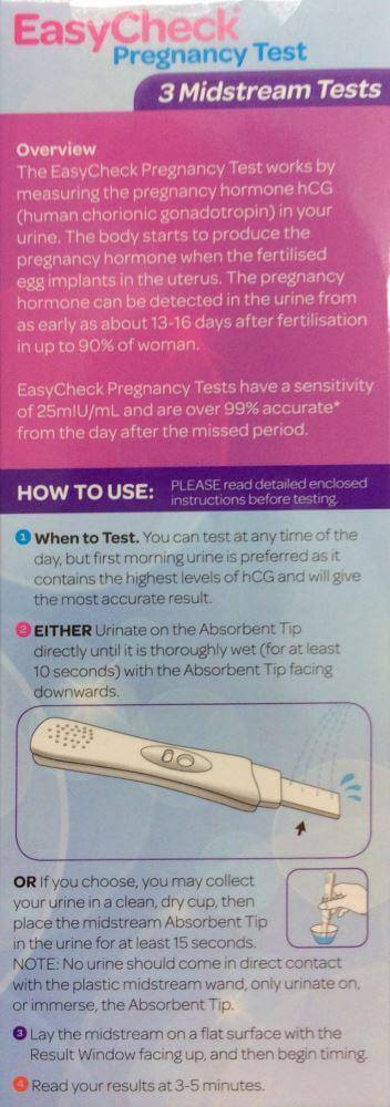 EasyCheck® Pregnancy tests 3 Pack Midstream easycheck,google,issues,midstream,pregnancy test,pregnancy test kit