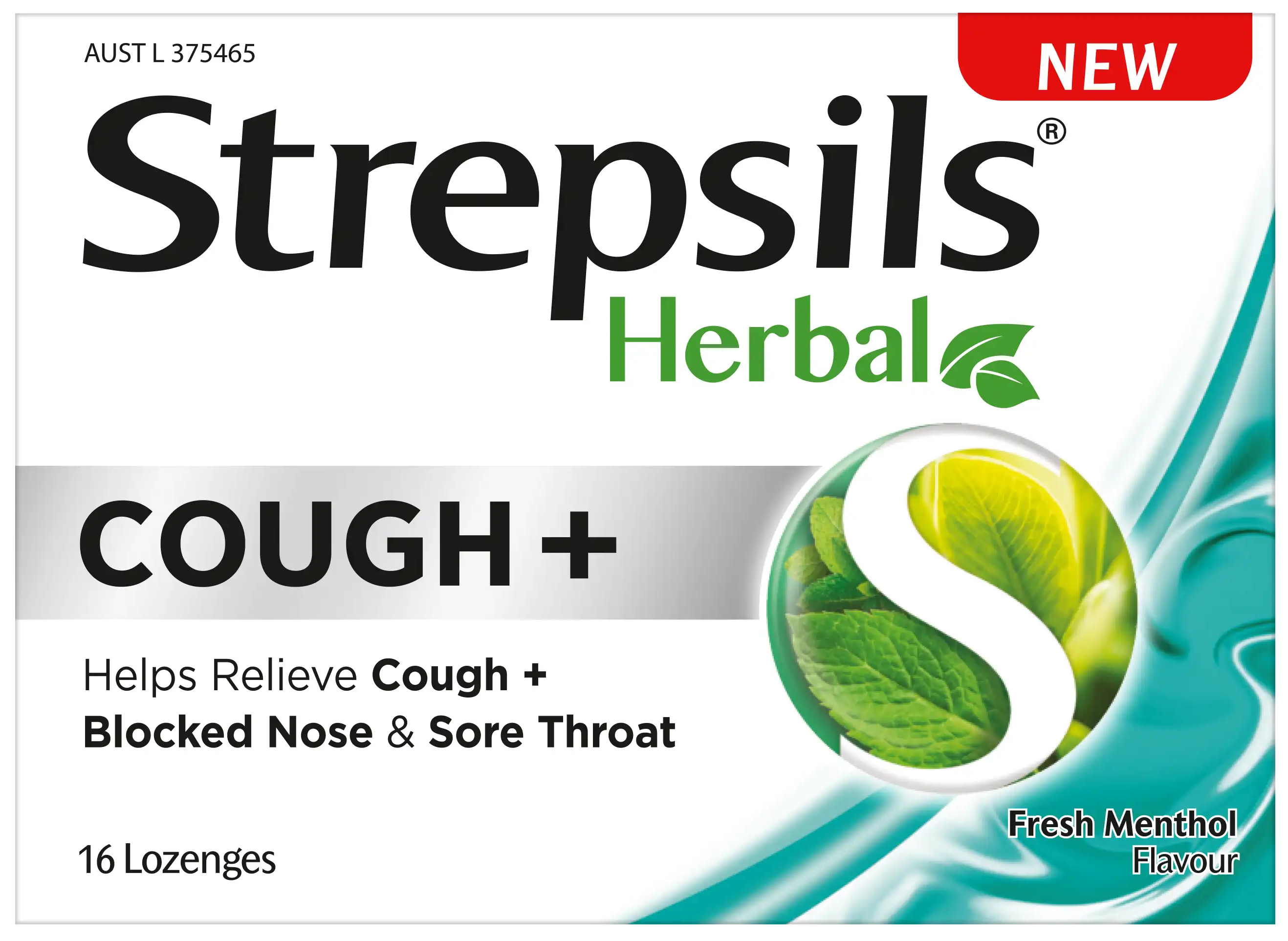Strepsils Herbal Cough Lozenges Fresh Menthol 16 Pack
