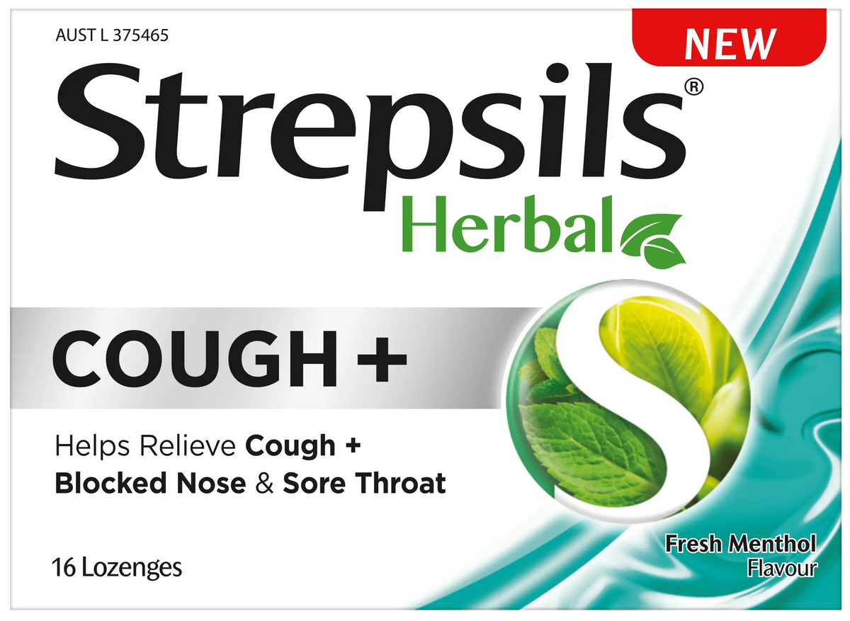 Strepsils Herbal Cough Lozenges Fresh Menthol 16 Pack