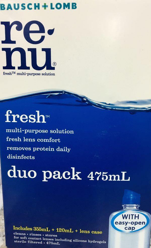 B&L Renu fresh duo pack contact lens 475 ml - DominionRoadPharmacy