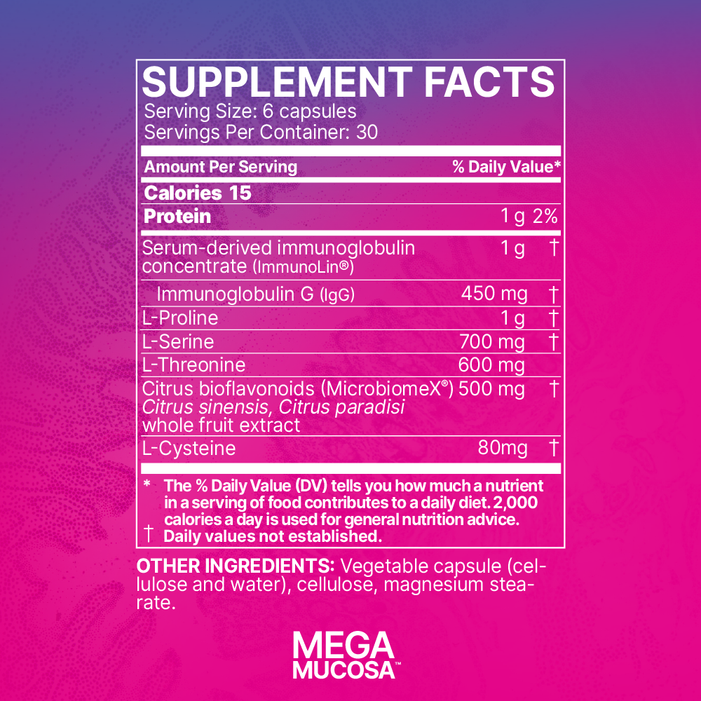 Microbiome Labs MegaMucosa 180 Capsules supplement facts