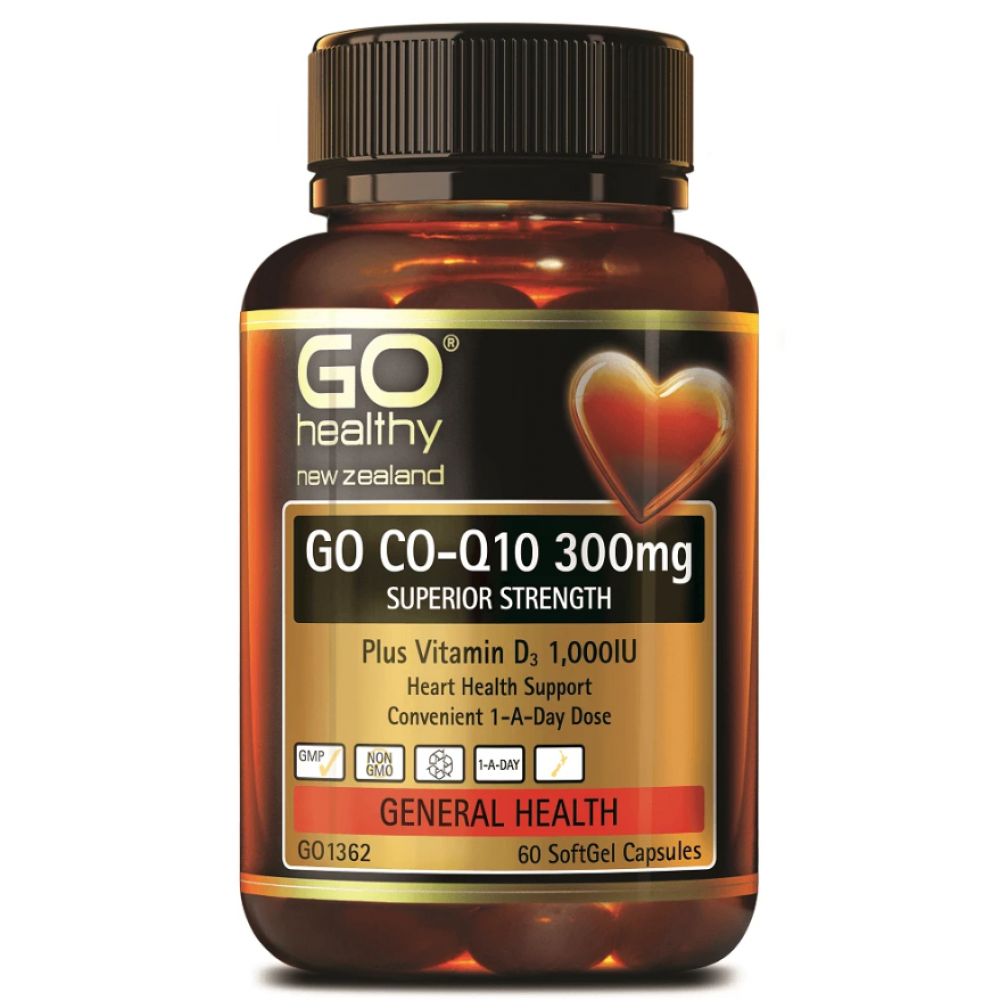 Go Healthy Co Q10 300mg + Vit d3 60 Capsules