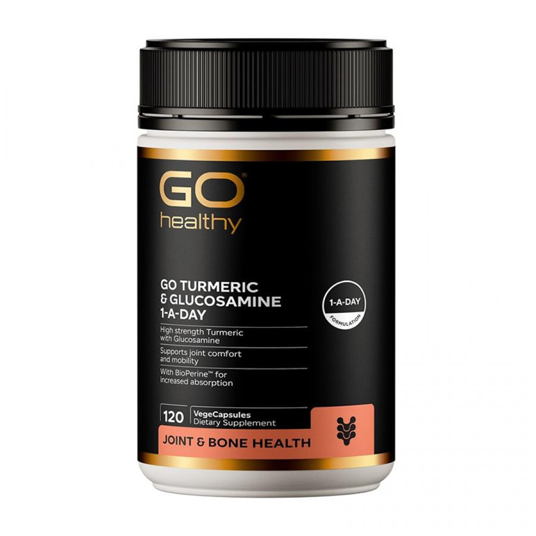 Go Healthy Turmeric & Glucosamine 1-A-Day 60 Vege Capsules – Anti-Inflammatory Joint & Mobility Support