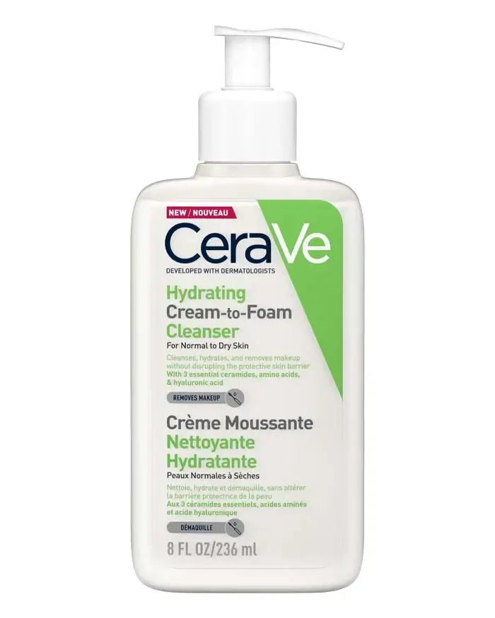 Cerave Hydrating Cream to Foam Cleanser 236ml Caring Wash Hydrating Cleanser,Facial Cleanser.,Foam Cleanser,hydrating,Hydrating Cleanser,Hydrating Cream to Foam Cleanser,Hydrating Skin Care,Hydrating Skincare,Moisturising and hydrating,Moisturising Skin C
