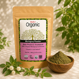 Radico Organic Bhringraj Leaf Powder pouch with bowl of powder
