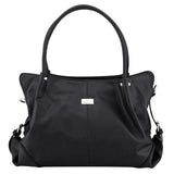 Isoki Anakie Satchel Nappy Bag Onyx with stylish black design and luxurious silver accents.