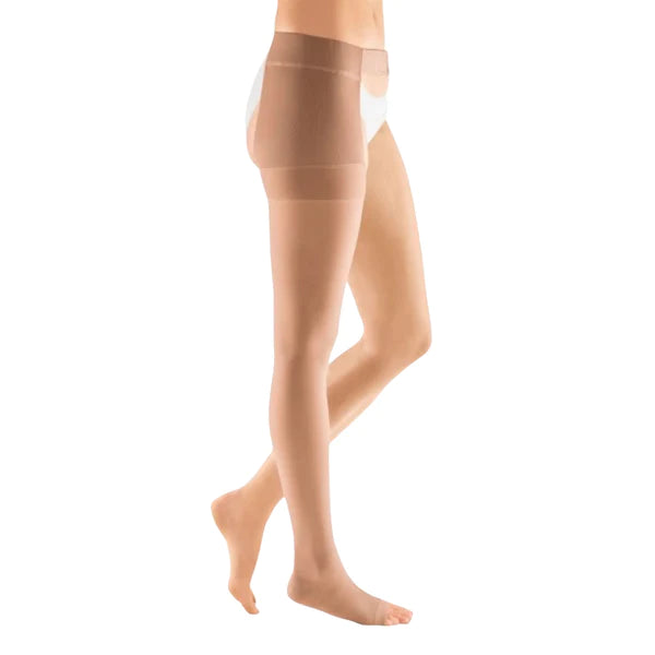 mediven plus Thigh High Open Toe Compression Stocking + Waist Attachment Beige