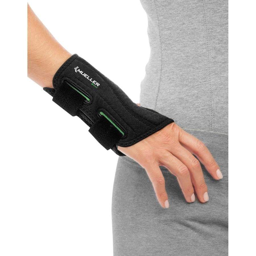 Mue8627 Breathable Green Fitted Wrist Brace With Palmar Splint Right Medium