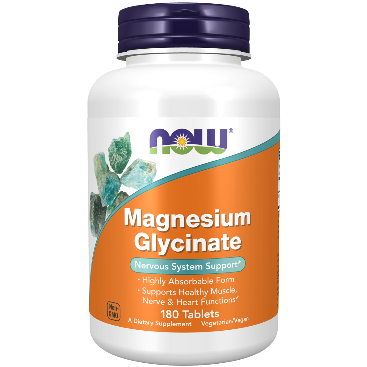 NOW Magnesium Glycinate 180 Tablets - Nervous System Support Critical for enzyme function,energy,google,issues,nerve support,sleep,Supports bone mineralization,Supports Cardiovascular health,Supports energy production,Supports Glucose metabolism,Supports