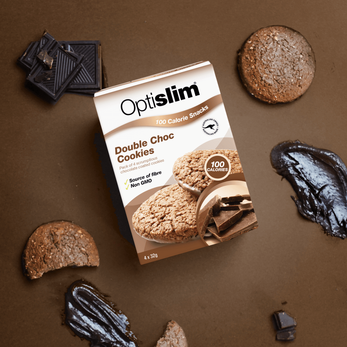 Optislim 100 Calorie Snack Double Choc Cookies 4 Pack