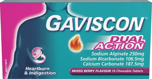 Gaviscon Dual Action Tablets Mixedberry 16 - DominionRoadPharmacy