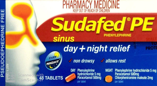 Sudafed PE Sinus Day Plus Night Relief 48 Tablets