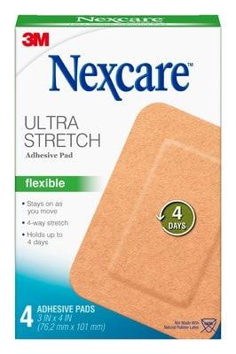 Nexcare Ultra Stretch Flexible Adhesive Pad 4 pack adhesive pads,issues,nexcare,ultra stretch
