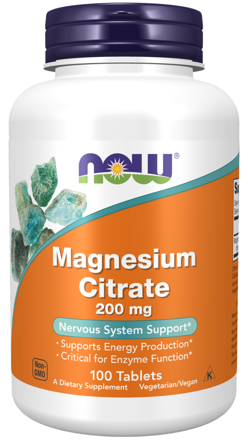 now Magnesium Citrate 200 mg 100 Tablets