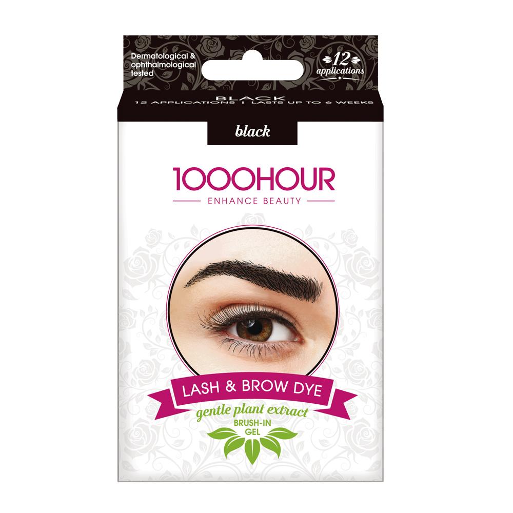 1000 Hour Lash & Brow Dye Kit 12 applications Plant extract Natural Black