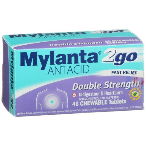 Mylanta 2Go Antacid Double Strength Tablets 48 - Pakuranga Pharmacy