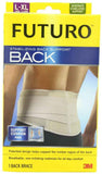 FUTURO back support stabilizer packaging featuring cushion pads for maximum comfort and stability.