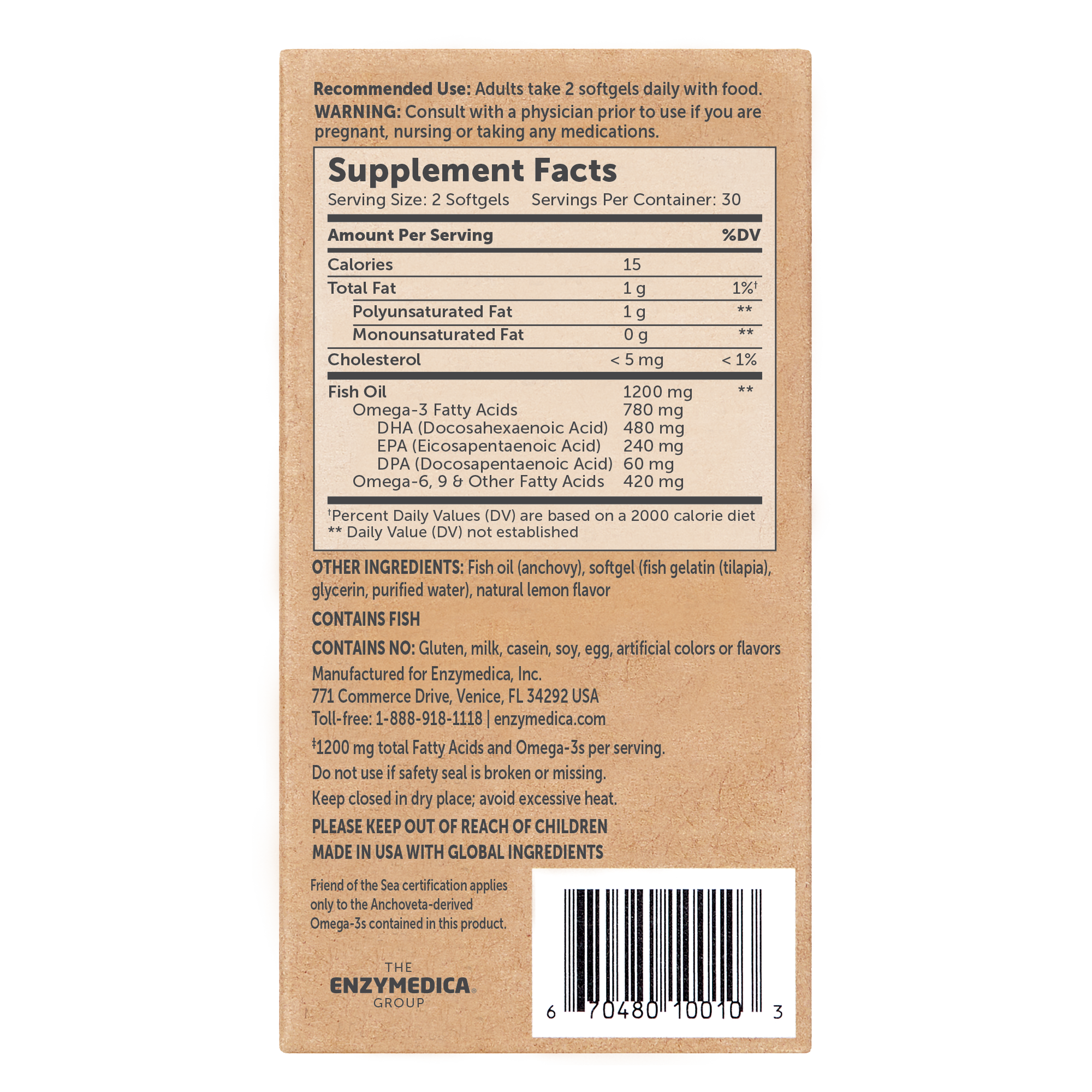 Enzymedica Aqua Biome Fish Oil Classic Strength 60 softgels