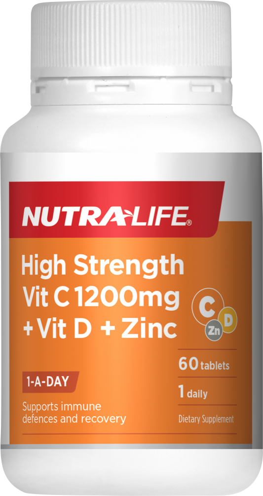 Nutralife High Strength Vitamin C 1200 mg plus Vitamin D & Zinc 60 TABLETS