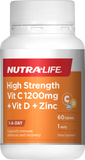 Nutralife High Strength Vitamin C plus Vitamin D &amp; Zinc 60 TABLETS