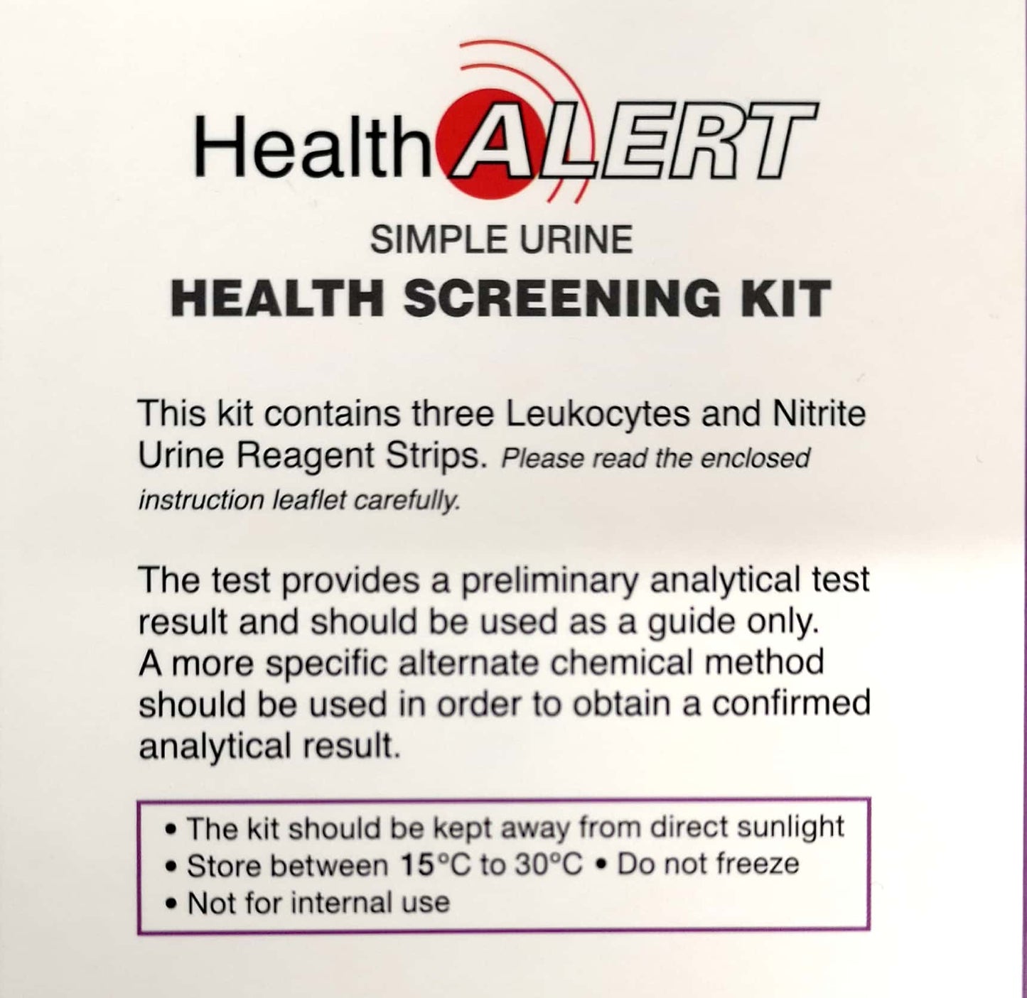 Health Alert - Health Screening Kit for UTI (3x Single Use)