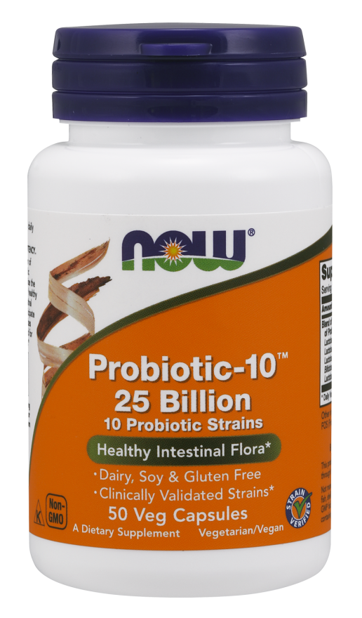 now Probiotic-10™ 25 Billion 50 Veg Capsules 10 Probiotic Strains,adult probiotics,children probiotics,Digestive probiotic,fibre & probiotics,issues,Now,Now Products,Now suppl,Now supplements,Now Vitamins,organic probiotic,probiotic,Probiotic Caps,Probiot