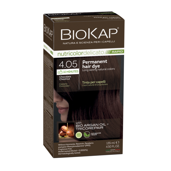 BIOKAP NUTRICOLOR DELICATO RAPID 4.05 CHOCOLATE CHESTNUT PERMANENT HAIR DYE