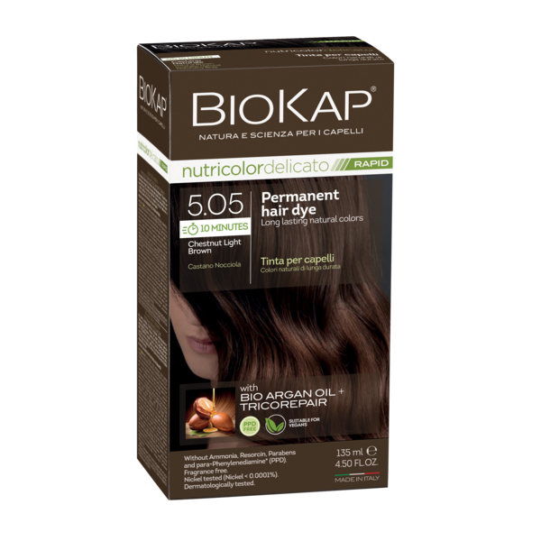 BIOKAP NUTRICOLOR DELICATO RAPID 5.05 CHESTNUT BROWN PERMANENT HAIR DYE