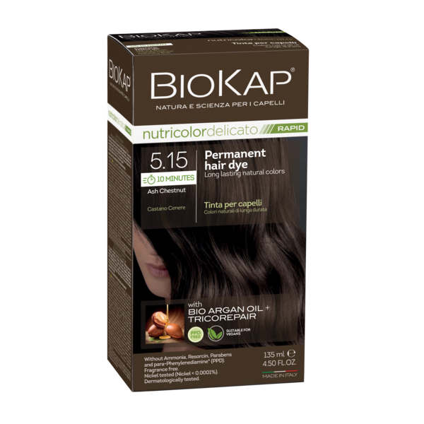 BIOKAP NUTRICOLOR DELICATO RAPID 5.15 ASH CHESTNUT PERMANENT HAIR DYE