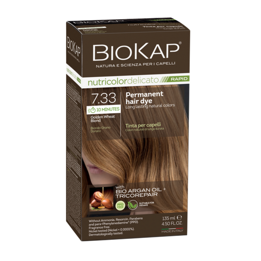 BIOKAP NUTRICOLOR DELICATO RAPID 7.33 GOLDEN BLOND WHEAT PERMANENT HAIR DYE