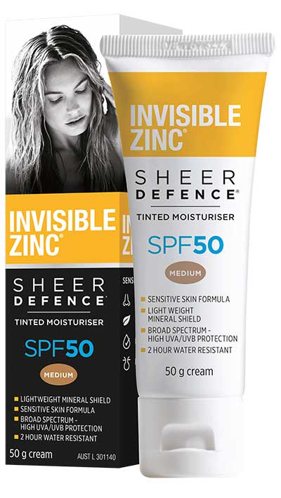 Invisible Zinc Sheer Defence Tinted Moisturiser SPF 50 Cream -  Medium 50g