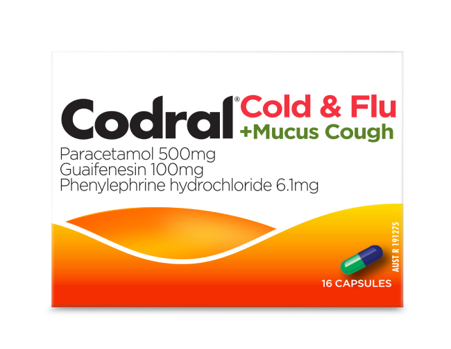 Codral Relief 6 Signs Cold & Flu  Mucus Cough Capsules 16 Pack
